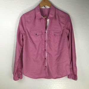 Kut from the Kloth Women's Blouse Pink White Gingham Button Front